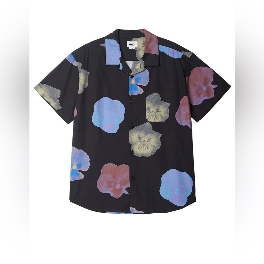 OBEY Biscuits Mens Woven Button Up Shirt Size M New without tags